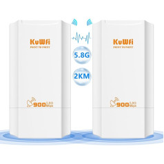 KuWFi Внешняя точка доступа, 5.8G беспроводной мост 900Mmbps, 12dBi внешняя WiFi антенна со светодиодным дисплеем, поддержка передачи решения 2KM, точка-т