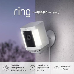 Ring Spotlight Camera Plus Power Plug (Spotlight Cam Plus Plug-in), камера наружного наблюдения с WiFi, HD-видео, светодиодным прожектором, ночным видением, обнаружением дв