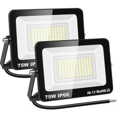RIGIDON 2 x 75 Вт светодиодный наружный прожектор, 7500 LM наружный прожектор, 6000 K холодный белый IP66 водонепроницаемый светодиодный прожектор, нару