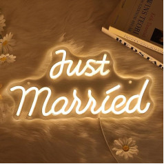 CoolGift Mart Just Married Neon Sign - Dimmable LED Love Light for Wedding, Marriage Proposal, Engagement - Artistic Wall Decoration, USB Powered