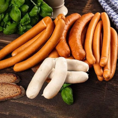 Дегустационный набор сосисок Wurstbaron® - Сосиски Карри, Венские сосиски, Сырные сосиски, Сыр, Венские белые сосиски - 1600 г.
