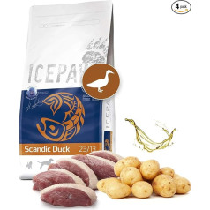 ICEPAW I Высокопремиальный сухой корм I Scandic Duck 4 x 2 кг I С уткой и картофелем I Беззерновой I Для чувствительных к пище собак