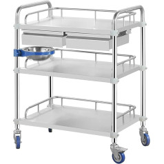 Многоцелевая тележка с выдвижным ящиком, лабораторная тележка, 2/3-ярусная медицинская тележка с бесшумным колесом, вращающимся на 360°, макс
