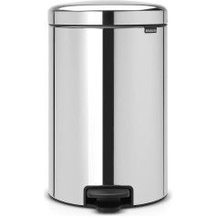 Brabantia Мусорное ведро на педали newIcon с металлическим внутренним ведром, 20 литров - блестящая сталь