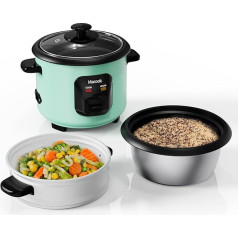 Мини-рисоварка 0,6 л, 3 чашки, без варки, Macook Портативная рисоварка с антипригарным покрытием, с алюминиевой корзиной для варки на пару, 15 мину