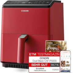 COSORI Hot Air Fryer XXL, Dual Blaze, 6,4 л (1,81 кг) WiFi Connected, фритюрница с 12 мультифункциями, 90+ онлайн рецептов и книга рецептов, полный сенсорный экран, 1700 Вт, р