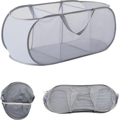 Корзина для белья, складная корзина для белья, выдвижная корзина для белья, прочная сетчатая ткань, 3 отделения, удобные ручки для переноски