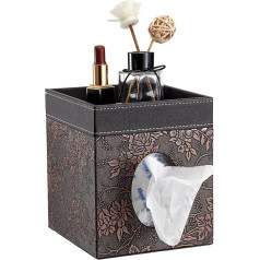 SUMNACON Square PU Leather Cube Tissue Holder Tissue Holder с верхним лотком для салфеток (винтажный узор)