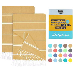 Utopia Towels Pack of 2 Hammam Towel, Beach Towel, Large, 100 x 180 cm, Sauna Towel, Made of 100% Cotton, Absorbent and Lightweight Turkish Beach Towels and Pool Towels, Pack of 2 (Buff)