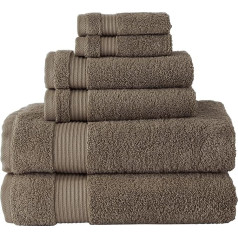 BERIBO Serenity 6 Piece Turkish Towel Set, 2 x Bath, 2 Towels, 2 x Face Towels, 600 GSM 100% Cotton (Coffee)