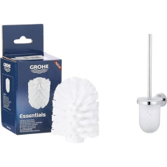 GROHE Essentials Accessories Replacement Brush Head, White, 40791001 & Essentials - Набор туалетных щеток (настенные, легко чистятся, долговечные), круглые, хром, 40374001