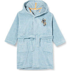 Sanetta Банный халат для мальчиков Petrol Houston Wir gehen Baden Unique Cuddly Bathrobe Light Blue Striped Look with Cool Astronaut Patch