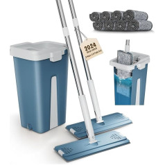 Набор швабр с ведром, плоская швабра для пола без рук с 8 подушечками из микрофибры, инструмент для уборки дома с 2 камерами, отдельная чиста