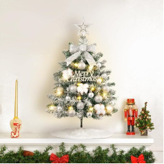 Искусственная елка маленькая с подсветкой, 60 см бело-зеленая искусственная елка, мини елка со снегом рождественские шарики звезда топпер р