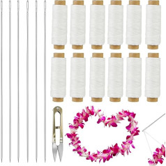 19 Шт. Набор игл для леи включает 6 шт. 12 дюймов Выпускной Большой Глазок Леи Швейные Иглы, 12 Леи Иглы, 1 Швейные Ножницы для DIY Выпускной Гавайи