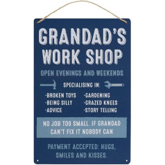 RAJX Мастерская дедушки Металлический подвесной знак Кухонный сарай Гараж Идеальный домашний декор Подарок на День отца, День рождения и Ро