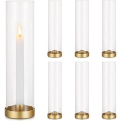 Romadedi Gold Candle Holder Taper Candle - 6 металлических держателей свечей со стеклянным цилиндром без основания для свечей Свадебная вечеринка Стол День р