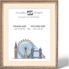 Tailored Frames -Vienna Gold Vintage Ornate Antique White Shabby Chic Picture Frame Size 24x20 inch for 20x16 inch with bracket