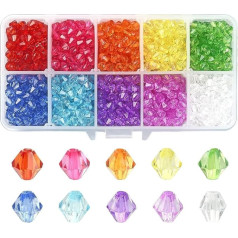 Stiesy 1300 Штук Ограненный Bicone Прозрачные Акриловые Бусины 6 мм Пластиковые Свободные Бусины Набор для DIY Ювелирные Изделия Браслеты Ожерелья 