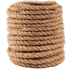 ZEONHEI 1 x 30 м x 12 мм натуральная джутовая пеньковая веревка, 3 сверхпрочных шнура для ремесел, джутовый шнур для DIY, сада, ремесел, украшения дома