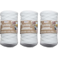 GLOREX 5 1005 50 Комплект из 3 лент Макраме из 60% хлопка и 40% вискозы, по 250 г белого цвета, около 125 м супермягкой текстильной пряжи