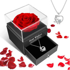 Weiope Rose Gift Mother's Day for Mum, Mother's Day Gifts for Mum, Real Eternal Rose with Necklace, Jewellery Gift Box, Valentine's Day, Wedding Anniversary, Birthday Gift for Mother, Wife,