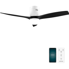 Cecotec - DDeckenventilatoren mit Licht EnergySilence Aero 5600 Aqua White&Black Connected, 132 см, 40 Вт, LED 20W Licht, 3 Flügel, 6 Geschwindigkeiten, Timer, Winter/Sommer Modus, Wi-Fi, Schwarzweiß