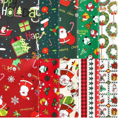 Naler Pack of 10 Christmas Fabric Squares Bundles Premium Christmas Craft Fabric Cotton Blanket Fabric Perfect for DIY Crafts Sewing New Clothing Christmas Decor Accessories