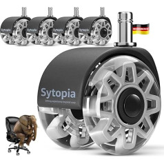Sytopia Набор из 5 роликов для офисных стульев 11 x 22 мм, большие резиновые ролики для офисных стульев, идеальные колеса для ковров, твердых полов