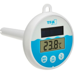 TFA Dostmann 30.1068.02 Цифровой термометр для бассейна с солнечной энергией, плавающий в воде, подходит для бассейна/пруда/бассейна/горячей ванны, с