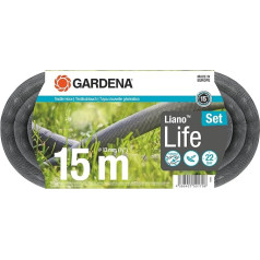 Gardena Liano Life 18445-20 Шланг текстильный 1/2 дюйма, комплект 15 м: Высокоэластичный садовый шланг из текстильной ткани с внутренним шлангом из ПВХ, б