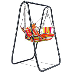 Altsuceser Hammock Chair Stand, Rocking Chair with Stand, Heavy Duty Hammock with Stand Included, Swing Stand for Indoor Outdoor Patio Yard, Load Capacity 200kg, Black