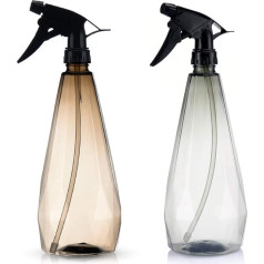 Mousyee Spray Bottle 1 L, Pack of 2 Plastic Spray Bottles, Leak-Proof Empty Mist Bottle, Trigger Sprayer with Adjustable Nozzle, Contains Liquid for Hair, Plants, Garden (Grey, Brown)