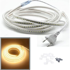 Светодиодная лента FOLGEMIR 25 м теплый белый, 2835 SMD, 144 светодиода/м, очень яркое освещение - 900 лм на метр, IP65, лента 230 В
