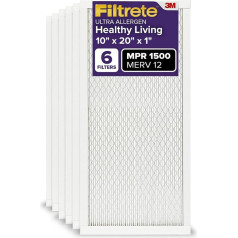 Filtrete 10x20x1, воздушный фильтр для духовки, MPR 1500, Healthy Living Ultra Allergen, упаковка из 6 штук (точные размеры 9,81 x 19,81 x 0,78)