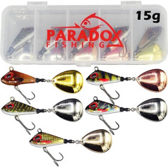 Paradox Fishing Jig Spinner Set of 5 6g/10g/15g/20g/25g Delusory Spin Jig for Bass Fishing Perch Bait Zander Bait Pike Bait Spinner Bait Spinning Bait - Optimal Bass Bait