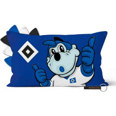 Гамбургер СВ HSV Велюровая подушка Херманн 45 x 26 см, синяя, с Херманном Дино и бриллиантом HSV Официальная атрибутика HSV + открывалка для бутыло