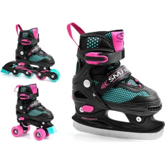 SMJ Детский набор для девочек 3-в-1 Коньки / Роликовые коньки / Ледовые коньки Регулируемые | ABEC5 Коньки | Превращаются в ледовые коньки