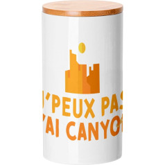 Fabulous Bamboo Ceramic Pot with Lid - J'Peux Pas J'ai Canyon Canyonning Sport Outdoor - 887 ml (30 oz) - Utensil pot