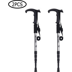 Irypulse Trekking Poles Ultralight Durable Aviation Class Aluminium Hiking Poles Antishock Length Adjustable Telescopic Pole for Hiking / Climbing for Men Women Children 3 Pairs Silver
