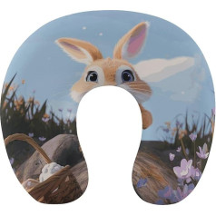 Подушка для путешествий Cartoon Rabbit Neck Support Memory Foam U-Shaped Pillow Soft Comfortable Travel Neck Pillow Sleep Rest Pillow Travel Accessories for Airplane Car Office