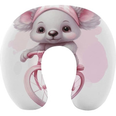 Koala Riding A Bike Travel Pillow Neck Support Memory Foam U-Shaped Pillow Soft Comfortable Travel Neck Pillow Sleeping Rest Pillow Travel Accessories for Airplane Car Office