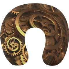 Cool Steampunk Gears Travel Pillow Neck Support Memory Foam U-Shaped Pillow Soft Comfortable Travel Neck Pillow Sleep Rest Pillow Travel Accessories for Airplane Car Office