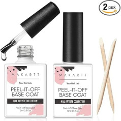 Makartt Peel Off Base Coat: 15 мл UV Base Coat for Nails - Pack of 2 Primer for Gel Nail Polish