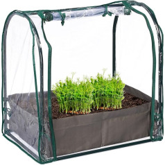 Relaxdays Cold Frame, сумка для растений, HBT: 70 x 68 x 50 см, пленка ПВХ, сталь, дверь на молнии, выращивание, зеленый/прозрачный