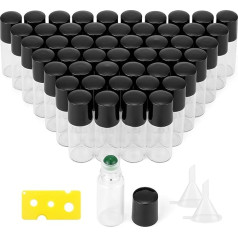 JIUWU 50 шт. прозрачные стеклянные бутылки 3 мл многоразовые пустые стеклянные бутылки с 1 открывалкой и 2 воронками стеклянные бутылки роллон 