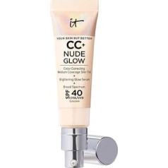 IT Cosmetics, Crème CC+ Nude Glow Your Skin But Better, Couvrance Moyenne, SPF40, Enrichi en Peptides, Collagène & Vitamines, Fini Naturel & Lumineux, 32 ml, Complexion: Светлый фарфор