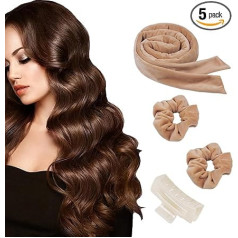 MFCGHXR 5-Piece Set Hair Curls Without Heatless Curls Heat-Free Curls Hair Styling Tools for Women Overnight (Beige)