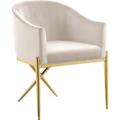 Meridian Furniture 763Cream-C Xavier Collection Modern Velvet Dining Chair Upholstered with Sturdy X-shaped Steel Legs, 64.8 x 62.2 x 80 cm, Cream