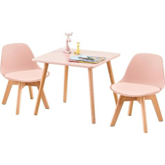 Luxnook Детский стол с 2 стульями, комплект детских кресел, изготовлен из экологически чистого массива бука, дети от 1 до 6 лет, детская мебель дл